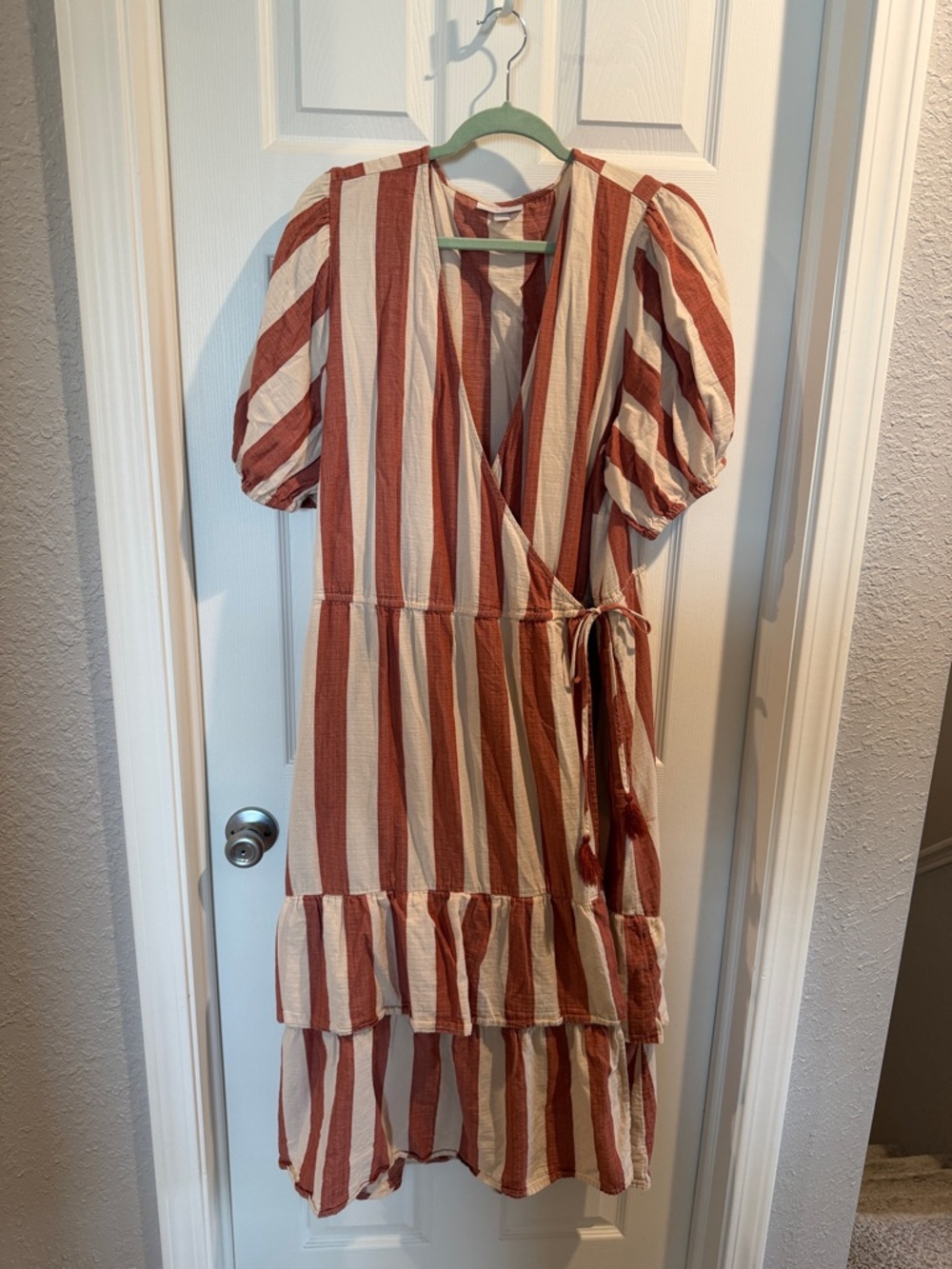 Knox Rose 100% Cotton Striped Wrap Dress - 1X